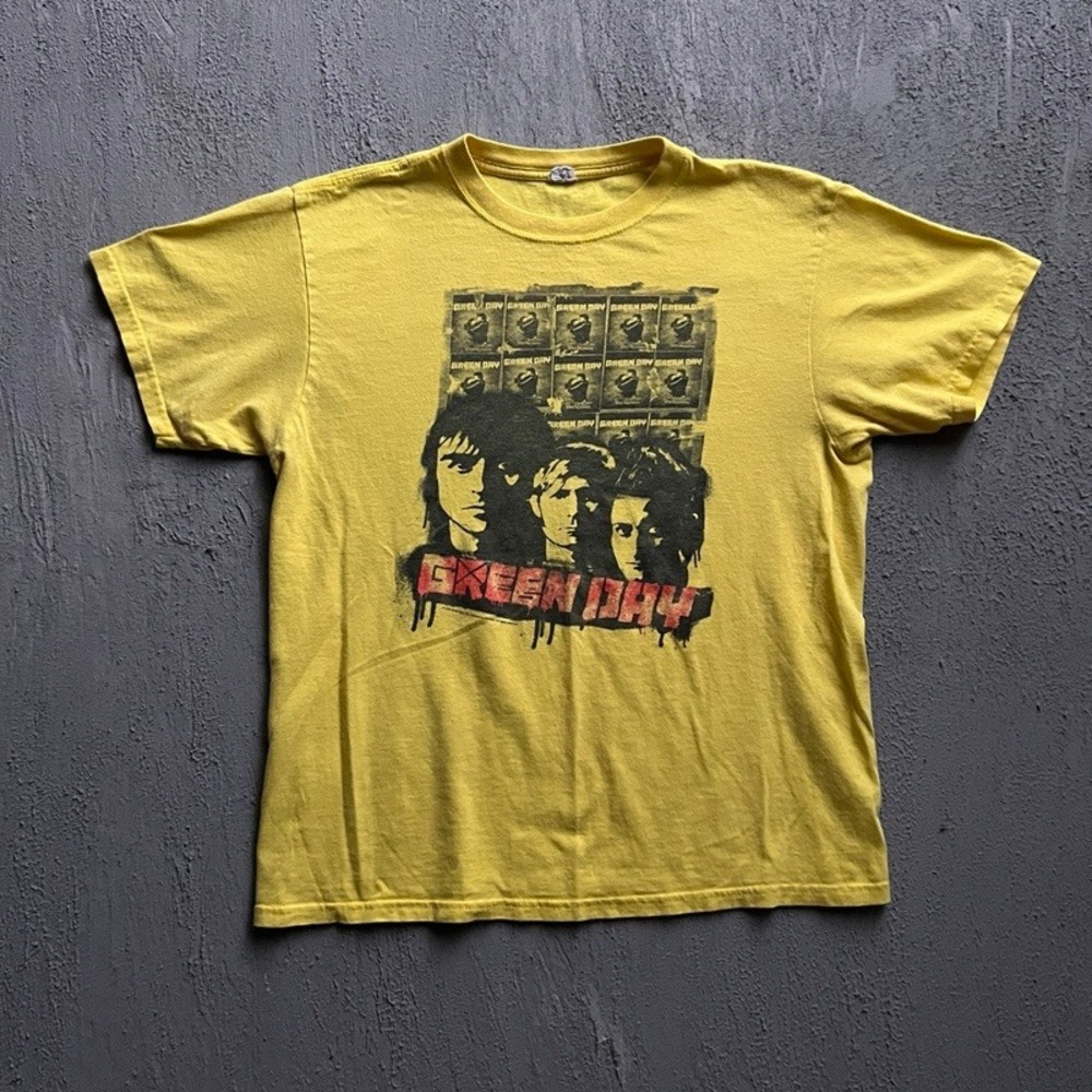 Vintage Green Day Shirt Large Yellow 21st Century Breakdown Tour 2009